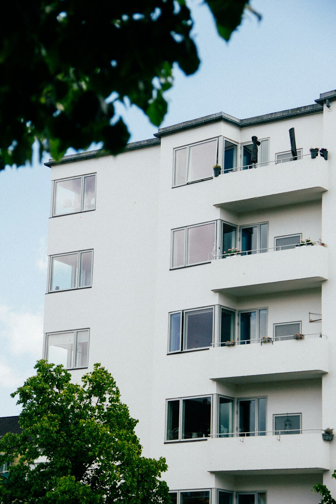 Contemporary apartment building facade with balconies
