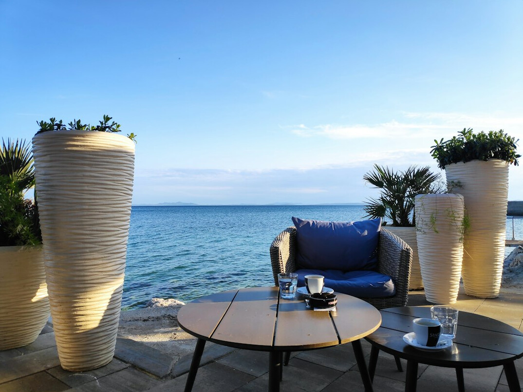 Elegant apartment living room with a view of the Adriatic sea
